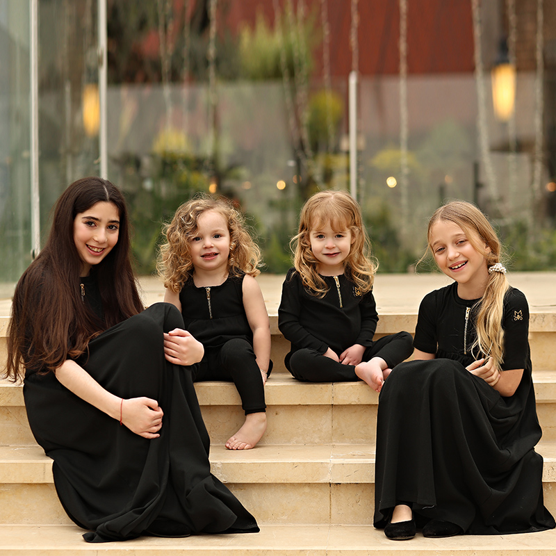 Baby Clothing In Summer - Summer Black Ribbed Family Matching Clothes