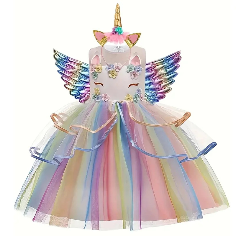 Baby Clothing Sizes - Children's Unicorn Princess Dress For Birthday